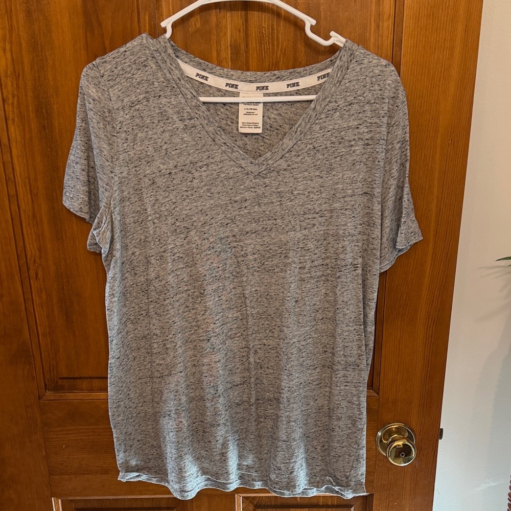 PINK Victoria's Secret Heathered Gray V-Neck Tee